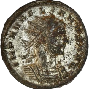 Buste radié et cuirassé d'Aurélien à droite.