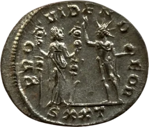 Buste radié et cuirassé d'Aurélien à droite.