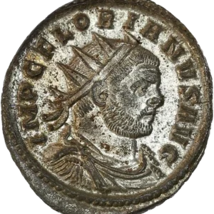 Buste radié, drapé et cuirassé de Florien à droite.