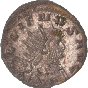 Buste radié et cuirassé de Gallien à droite.
