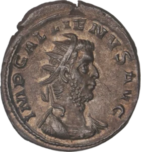 Buste radié, drapé et cuirassé de Gallien à droite.