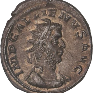 Buste radié, drapé et cuirassé de Gallien à droite.