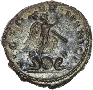 Deux prisonniers germains attachés au pieds d'un trophée.