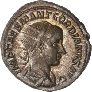 Buste radié, drapé et cuirassé de Gordien III à droite.