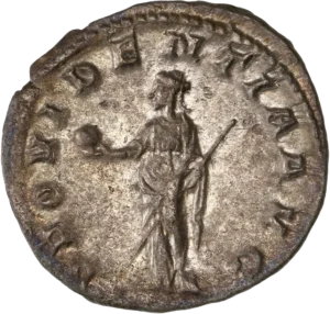 Providentia tournée à gauche tenant un sceptre et un globe.