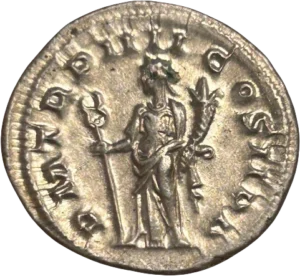 Buste radié, drapé et cuirassé de Philippe Ier à droite.