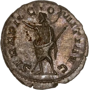 Serapis drapé à gauche, tenant un long sceptre transversal.