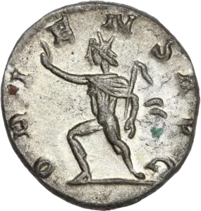 Oriens (Sol) avançant à gauche en levant une main et tenant un fouet.