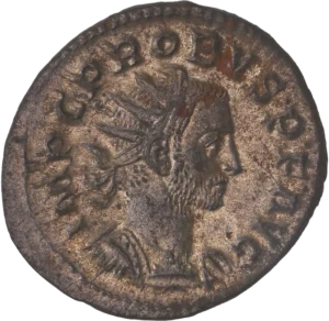Buste radié et cuirassé de Probus à droite.