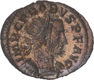 Buste radié et cuirassé de Probus à droite.