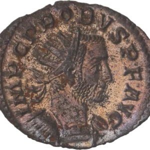 Buste radié et cuirassé de Probus à droite.