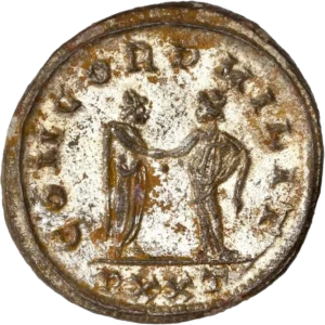 La concorde tenant la main à l'empereur drapé.