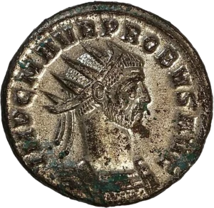 Buste de Probus radié et cuirassé à droite.