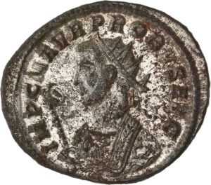 Buste consulaire de Probus à gauche.