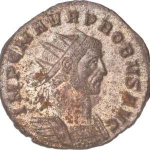 Buste radié et cuirassé de Probus à droite.