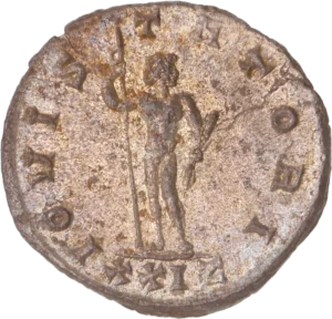 Jupiter debout, tenant un foudre et une haste.