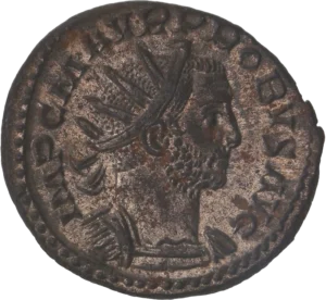Buste radié et cuirassé de Probus à droite.