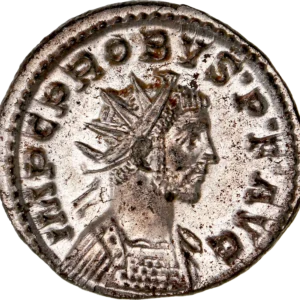 Buste radié et cuirassé de Probus à droite.