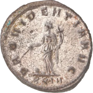 La Providence tenant un sceptre et une corne d'abondance. A ses pieds, un globe.