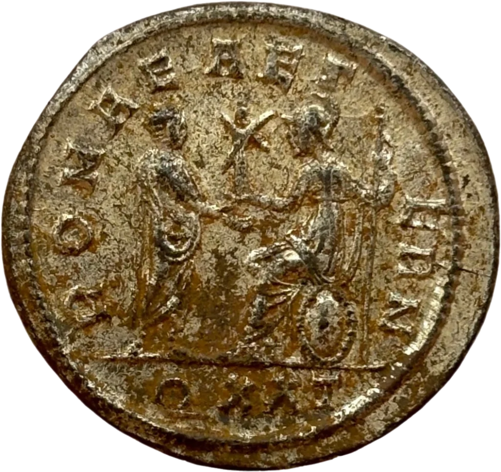 Note : Rare type pour l'atelier de Ticinium.Monnaie de poids lourd pour le type.Emission 2 - officine 4.