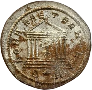 Buste radié et cuirassé de Probus à droite.