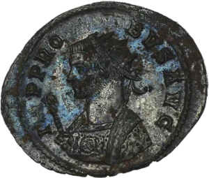 Buste consulaire de Probus à gauche.