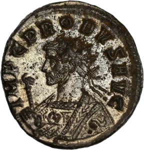 Buste consulaire de Probus à gauche.