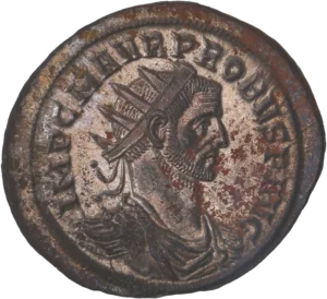 Sol tourné à gauche, levant la main et tenant un globe.