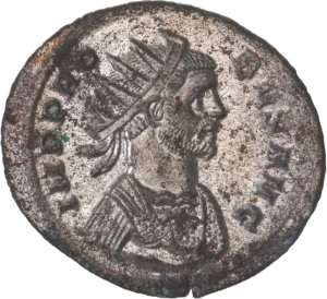 Buste de Probus radié et cuirassé à droite.