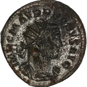 Buste radié, drapé et cuirassé de Probus à droite.