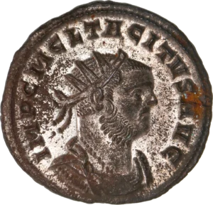 Buste radié et cuirassé de Tacite à droite.