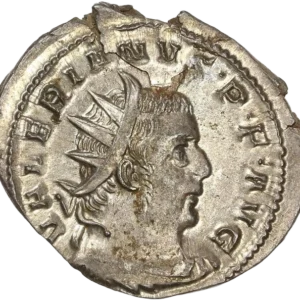 Buste radié, drapé et cuirassé de Valérien à droite.