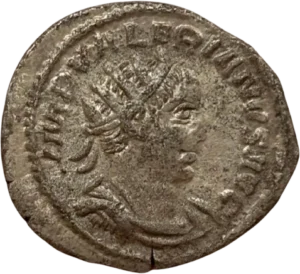 Buste radié, drapé et cuirassé de Valérien à droite.