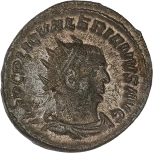 Buste radié, drapé et cuirassé de Valérien à droite.