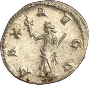 Buste radié, drapé et cuirassé de l'empereur à droite.