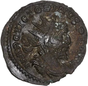 Buste radié, drapé et cuirassé de Victorin à droite
