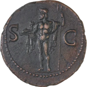 Neptune tourné vers la gauche, tenant un trident et un dauphin.