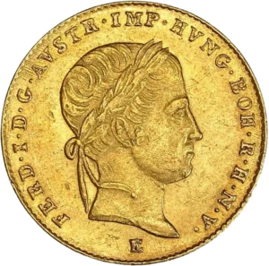 Buste de Ferdinand Ier lauré à droite.