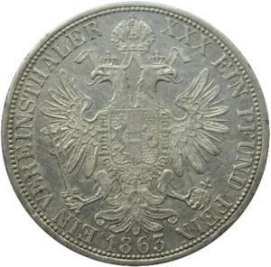 Aigle à deux têtes portant les armoiries et les attributs du pouvoir (couronne, épée et boule crucifère).