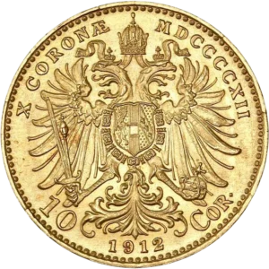 Aigle bicéphale couronné tenant un blason.