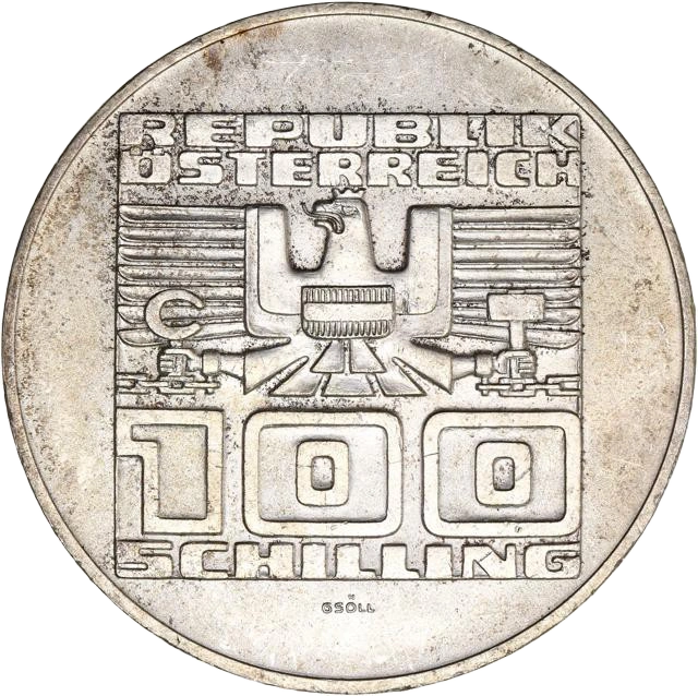 Lot de 3 monnaies autrichiennes en argent :50 schilling "saut à ski" 1964.100 schilling 1975.100 schilling 1977.