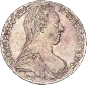 Portrait de Marie-Thérèse d’Autriche à droite.