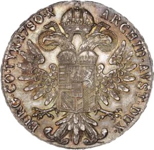 écu sur aigle bicéphale couronné.