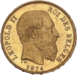 Tête de Léopold II à droite.