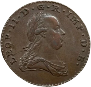 Buste lauré de Léopold II à droite.