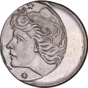 Tête de la république à gauche, coiffée d'un bonnet phrygien.