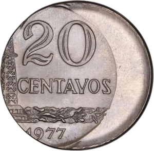 Un puits de pétrole à gauche. Valeur faciale et millésime.