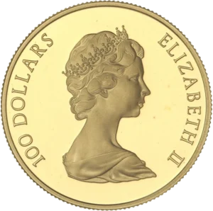 Buste d'Elizabeth II à droite.