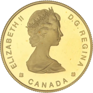 Buste couronné d'Elizabeth II à droite.