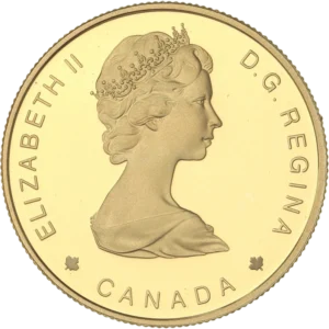 Buste couronné d'Elizabeth II à droite.